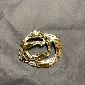 Vintage Yves St. Laurent YSL Abstract Modernist Sculptural Gold Brooch France